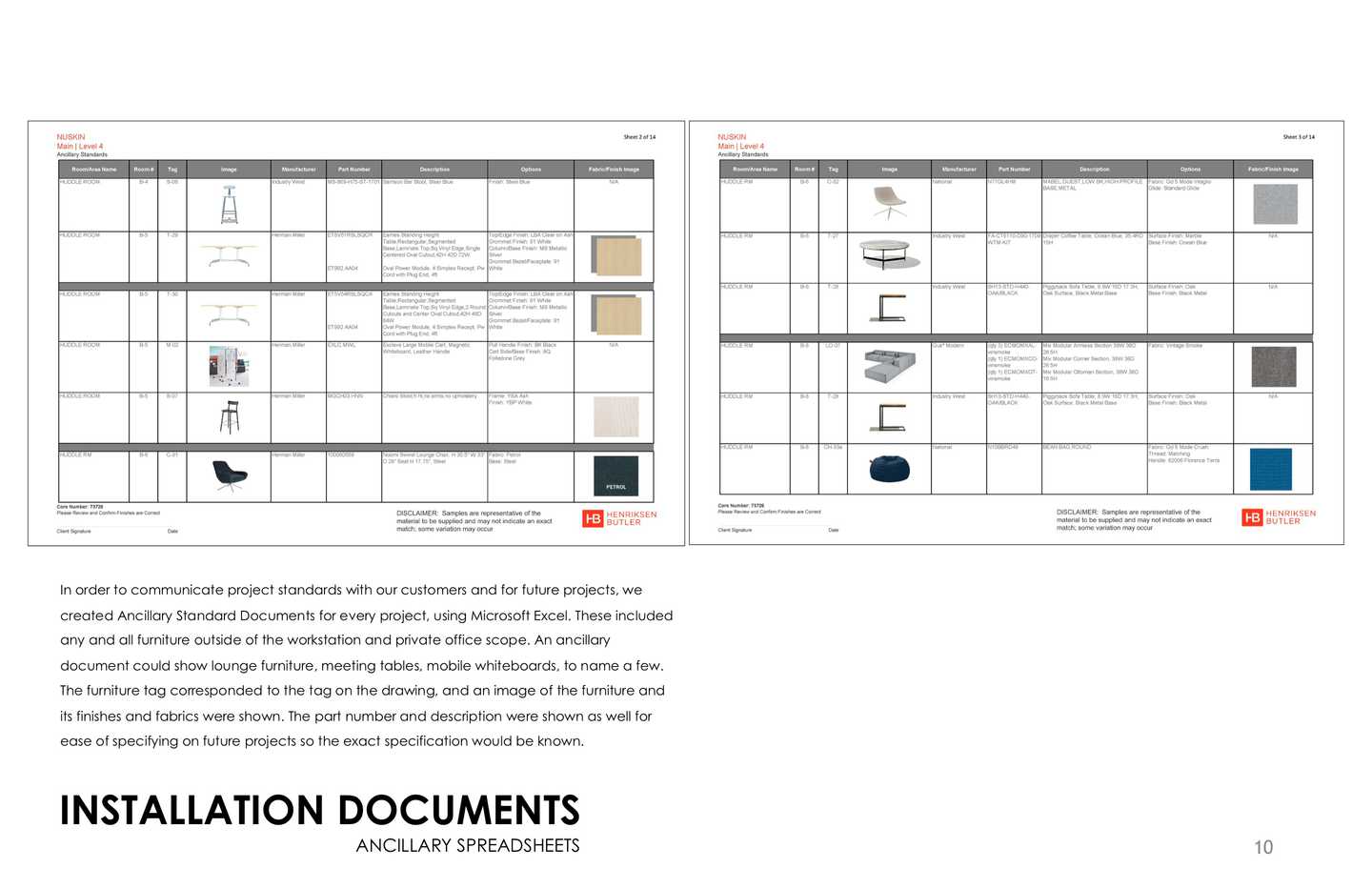 Installation Documents: Ancillary Spreadsheets