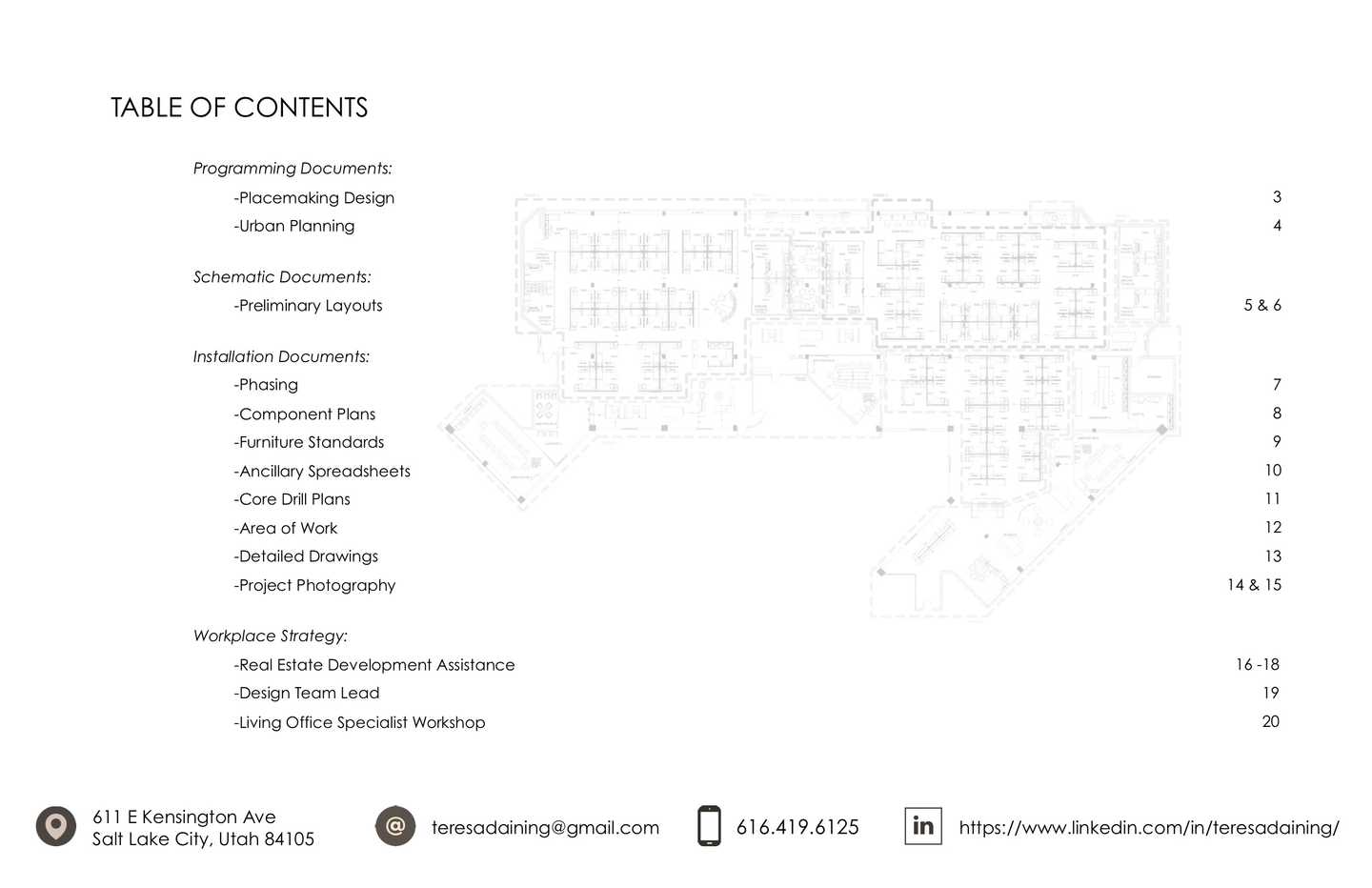 Table of Contents: 20 Images Total